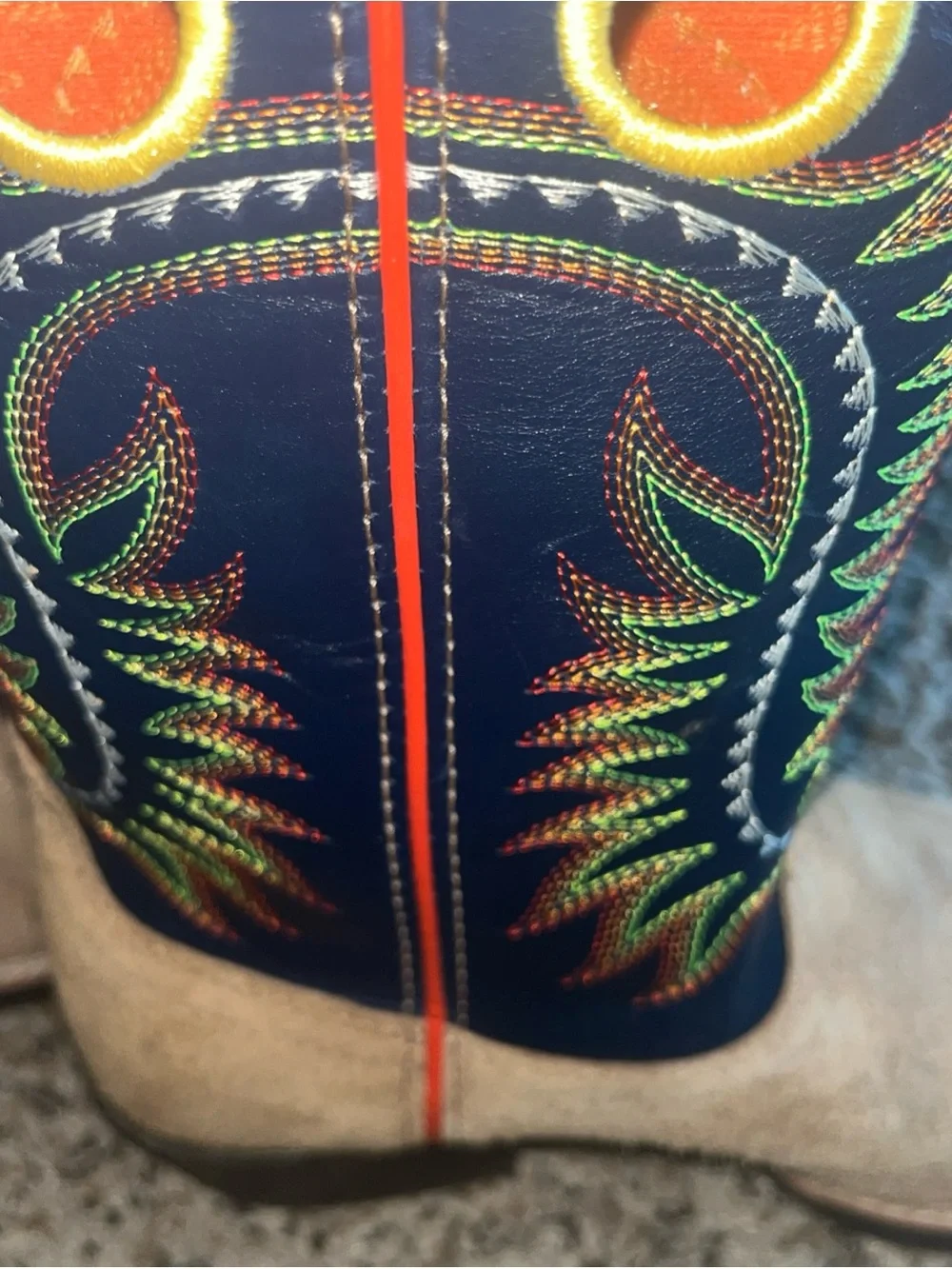 Kids Tan Suede Cowboy Boots with Black Embroidered Shaft